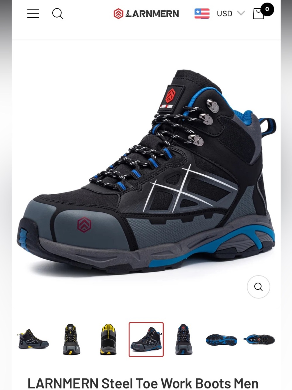 Larnmern Steel Toe Safety Work Boots